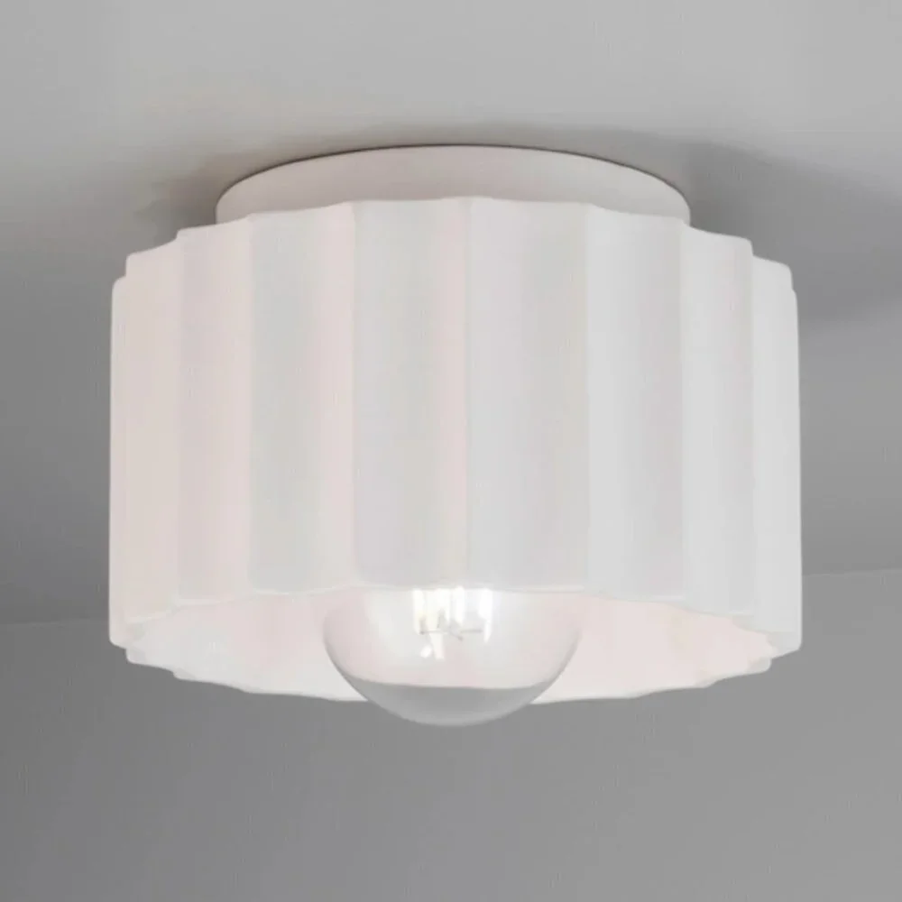 Ceramic Matte White Flush Mount Light Fixture